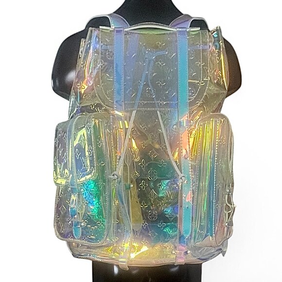 LOUIS VUITTON Christopher GM Prism PVC Monogram Backpack Mens XL +TAGS DUST BAG - Picture 14 of 16
